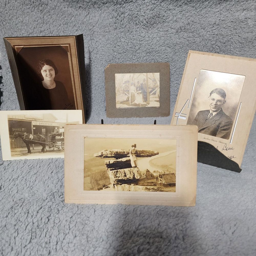 Vintage Antique Black & White Photos Horse Carriage Farris Wheel Cliff post Card